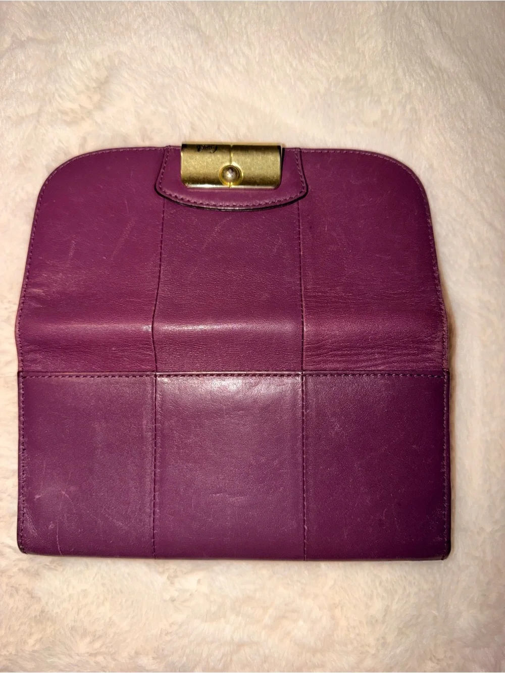Coach Plum Leather Wallet with Gold-Tone Turnlock